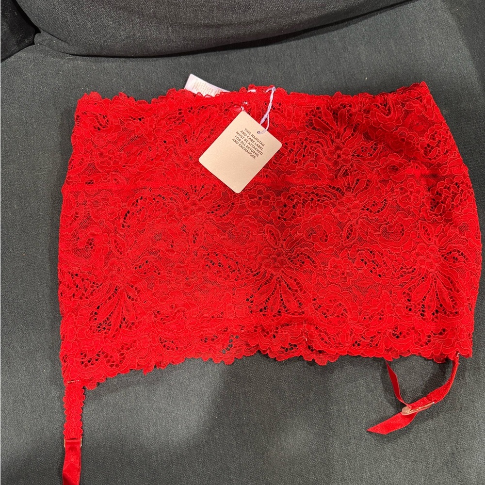 Red Lace Garter Skirt - Savage X Fenty